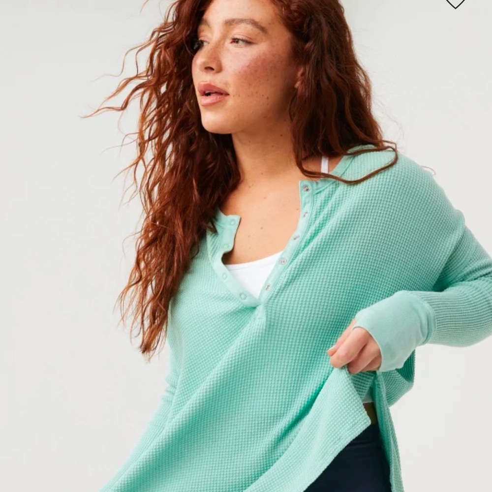Women's Mint Green Henley Sweater Aerie